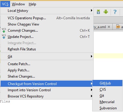 Ejemplo importar proyecto GitHub con Android Studio