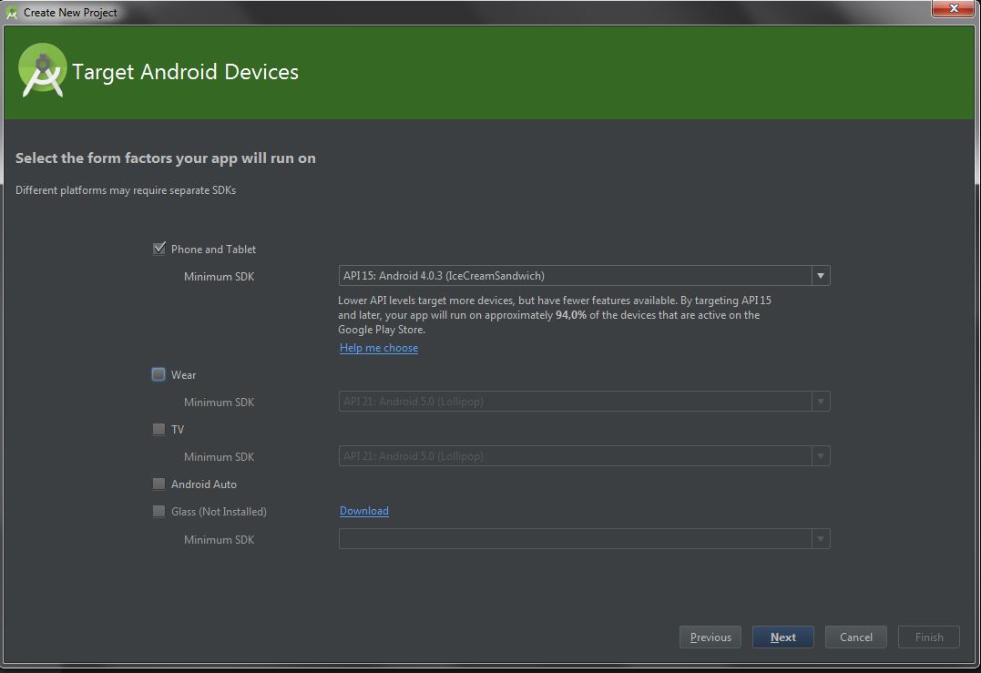 Elecciones de la Versión de Android