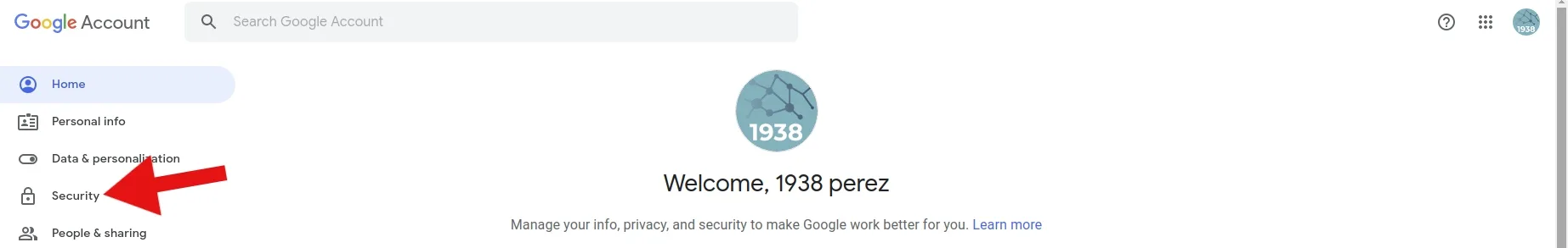 Menú de seguridad de Gmail