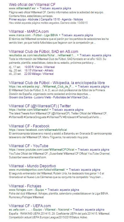 Imagen con los resultados de la búsqueda