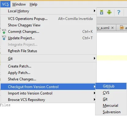 Ejemplo importar proyecto GitHub con Android Studio