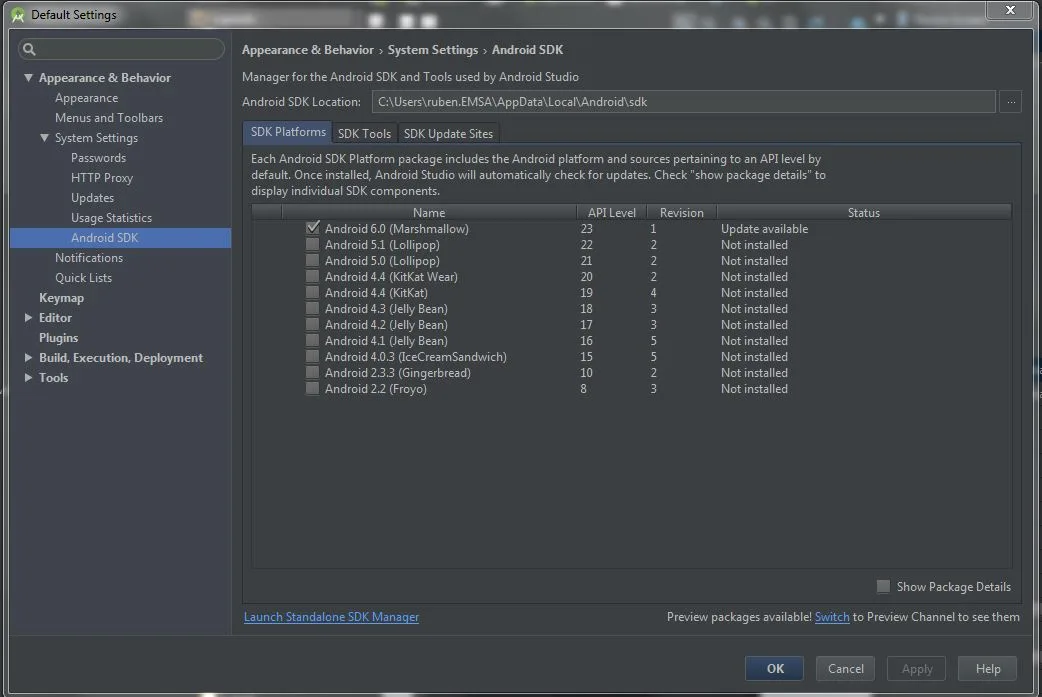 Versiones SDK<