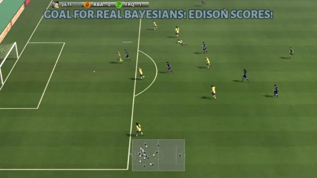 Ejemplo de visualización del juego
   de fútbol de google para entrenar ia de google
