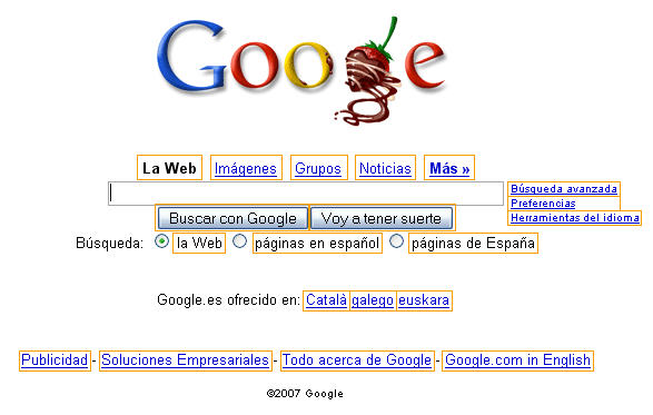 Etiquetas de opciones en https://www.google.es/