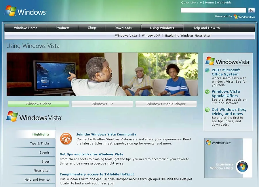 Diseño consistente en https://www.microsoft.com