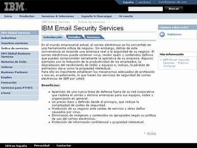 Opción de búsqueda en la parte superior de la página de https://www.ibm.com/es/
